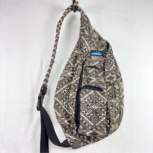 KAVU Charcoal Tribal Rope Sling Bag Crossbody Purse Backpack Black Gray Canvas